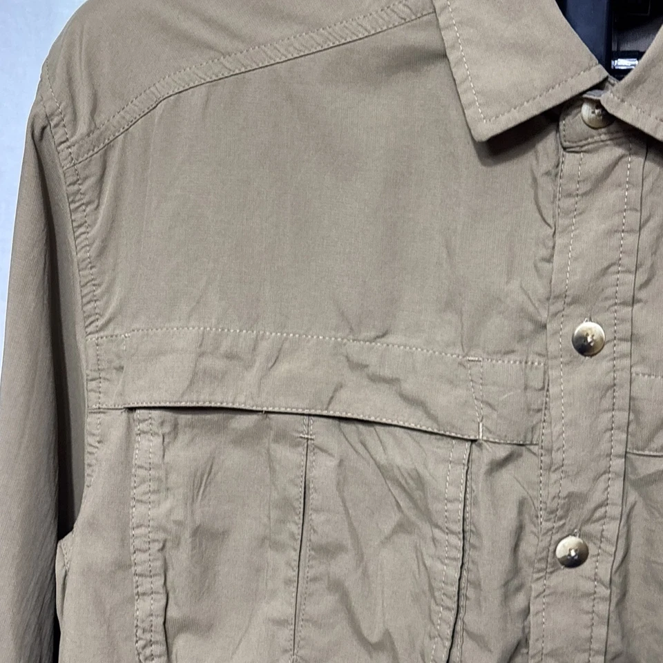 Camisa REI Coop Senderismo Aire Libre Para Hombres L Manga Larga Botón Caqui Mezcla de Nylon Foto 4 de 4