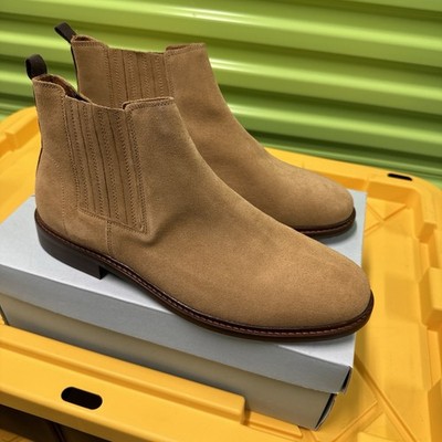 Shoe The Bear Men's Camel Suede Chelsea Ankle Boots Round Toe US 12 EU 45