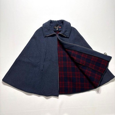 Gloverall Poncho Cape Vintage 80s Wool Blue Gray Excellent Condition