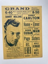 Vintage rare 1930s-1940s Doncaster Grand Theatre poster Irish tenor Danny Malone