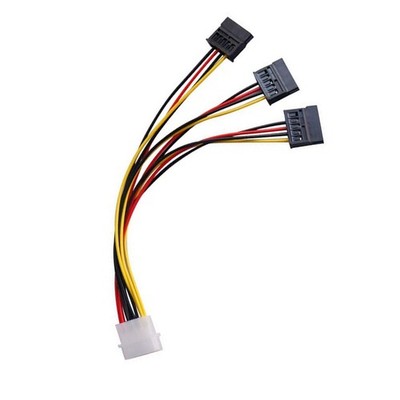 3PCS SATA Adapter Cable IDE 4Pin Male To 3 Port SATA Female Power Supply Cable