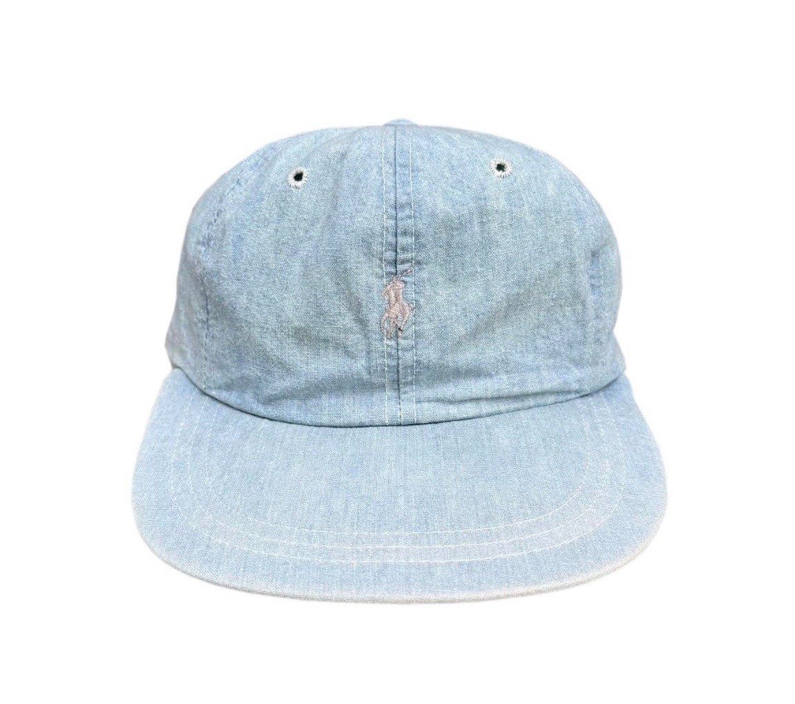 Cappello vintage Polo Ralph Lauren blu chiaro aderente con pony (taglia M)