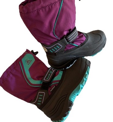 KIDS Sz 13 - Kamik Youth Snowcoast 3 Snow Boots Purple & Teal Winter Easy On/Off