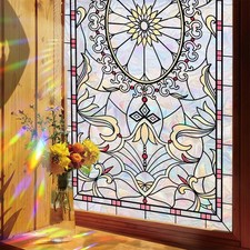 Window Privacy Film, Rainbow Stained Glass Film Decorative Window Clings, Sta...