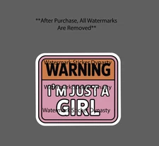 I'm Just A Girl Sticker Waterproof Decal Quote Funny Humor Caution Gift NEW