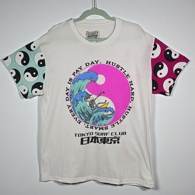 Fresh Laundry Tokyo Surf Club Skeleton Surfing Yin Yang Graphic T Shirt Mens 1X