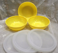 Vtg Lot/3 GERBER BABY FOODS Yellow 4.5" Containers with Lids MADE IN USA