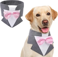 AOFITEE Formal Dog Tuxedo, Large Wedding Bandana Collar with Large, Grey 