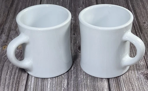 Set Of 2 Vintage Rego White Restaurant Ware Stoneware 6 Oz Coffee Mugs