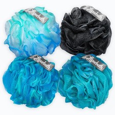 4 PCS Loofah Exfoliating Body Scrubber Shower Bath Sponge With Travel Case