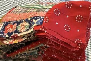 60 Nine Blade Fan Segments Hand/Machine Pieced Quilt Parts Blocks FUN Fabrics!