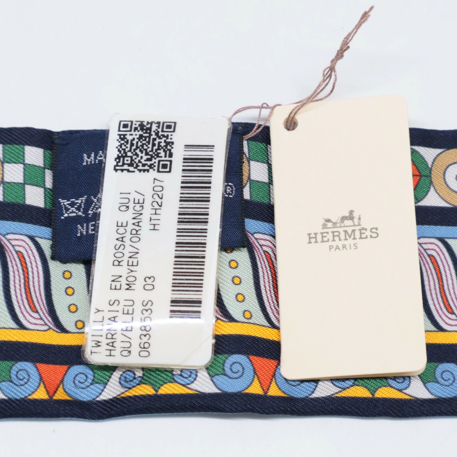 Hermes 063853S 03 Harnais en Rosace Harness Rose Window Silk Twilly Scarf BLEU r thumbnail 6