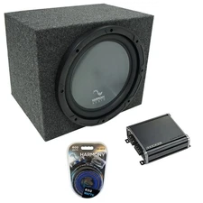 Universal Car Stereo Rearfire Sealed Single 12" Harmony R124 Sub Box & CXA400.1