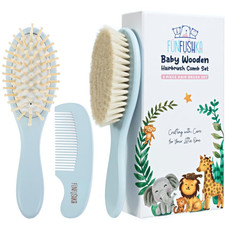 Baby Hair Brush Set for Newborns - Baby Brush and Comb Set - Ultra Soft Goat Hai