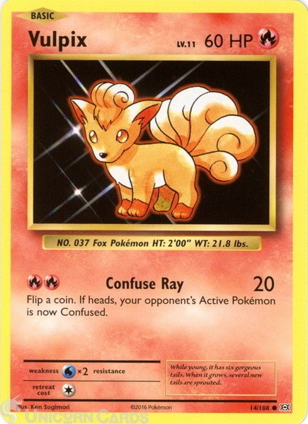 Vulpix 14/108 : Common Mint/Near Mint Pokemon Card : XY12: Evolutions