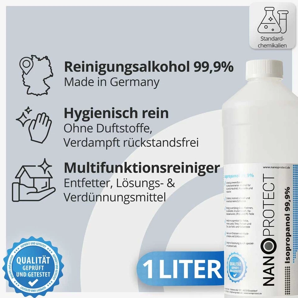 Isopropanol 99,9% | Isopropylalkohol | 1L mit Spritzeinsatz | Alkoholreiniger - Bild 2 von 4