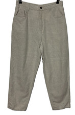 Vintage Talbots Pants Womens 14 Beige 31x25 Crop Linen Blend Beachy Coastal