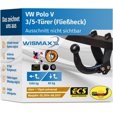 ANHÄNGERKUPPLUNG starr für VW Polo 6R V 14-17 +13pol E-Satz ABE