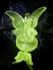 🦋 Vintage Fenton Frosted Depression Butterfly UV Glow Like Uranium Glass 🦋