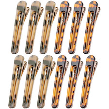 12 Pack 3.26 Inch Chic Tortoise Shell Barrettes, Alligator Hair Clips with Leopa