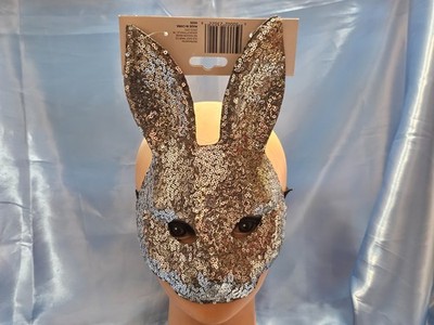 SILVER SEQUINS BLING MASQUERADE BUNNY MASK - RABBIT EARS - NEW WITH TAG