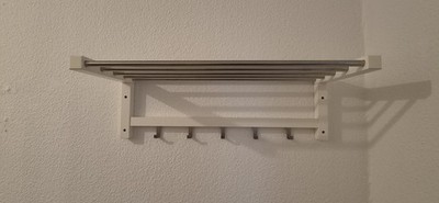 IKEA TJUSIG coat and hat rack white 79 cm, 5 hooks, wall mounting