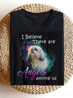 Shih Tzu Dog Lover T-Shirt - Soft Breathable Purple Tee with ''I Believe There
