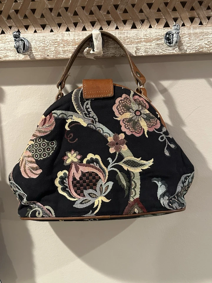 Vintage RICHMARK tapestry bag purse bucket large leather straps cinch satchel - Image 3 of 4