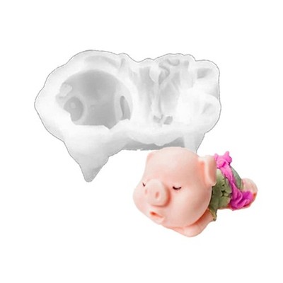 Cute Sleeping Pig Shape Cake Mold 3D Silicone Molds Fondant Moulds for
