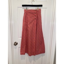 Vintage Ralph Lauren Country Skirt Maxi Ditsy Floral Pink Side Buttons Size 9