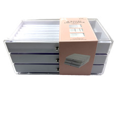 NEW ONE COUNT BRAND White Plastic Jewelry Organizer 3 Drawer 9.2X5.3X4"