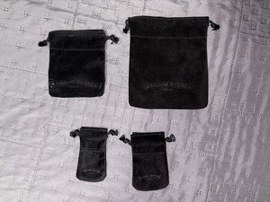CHROME HEARTS 4pc BLACK SUEDE LEATHER JEWERLY DUST BAG NEW WITHOUT TAG USA