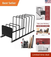 Compact 7-Tier Kitchen Storage Rack for Cookware & Lids - Matte Black Finish