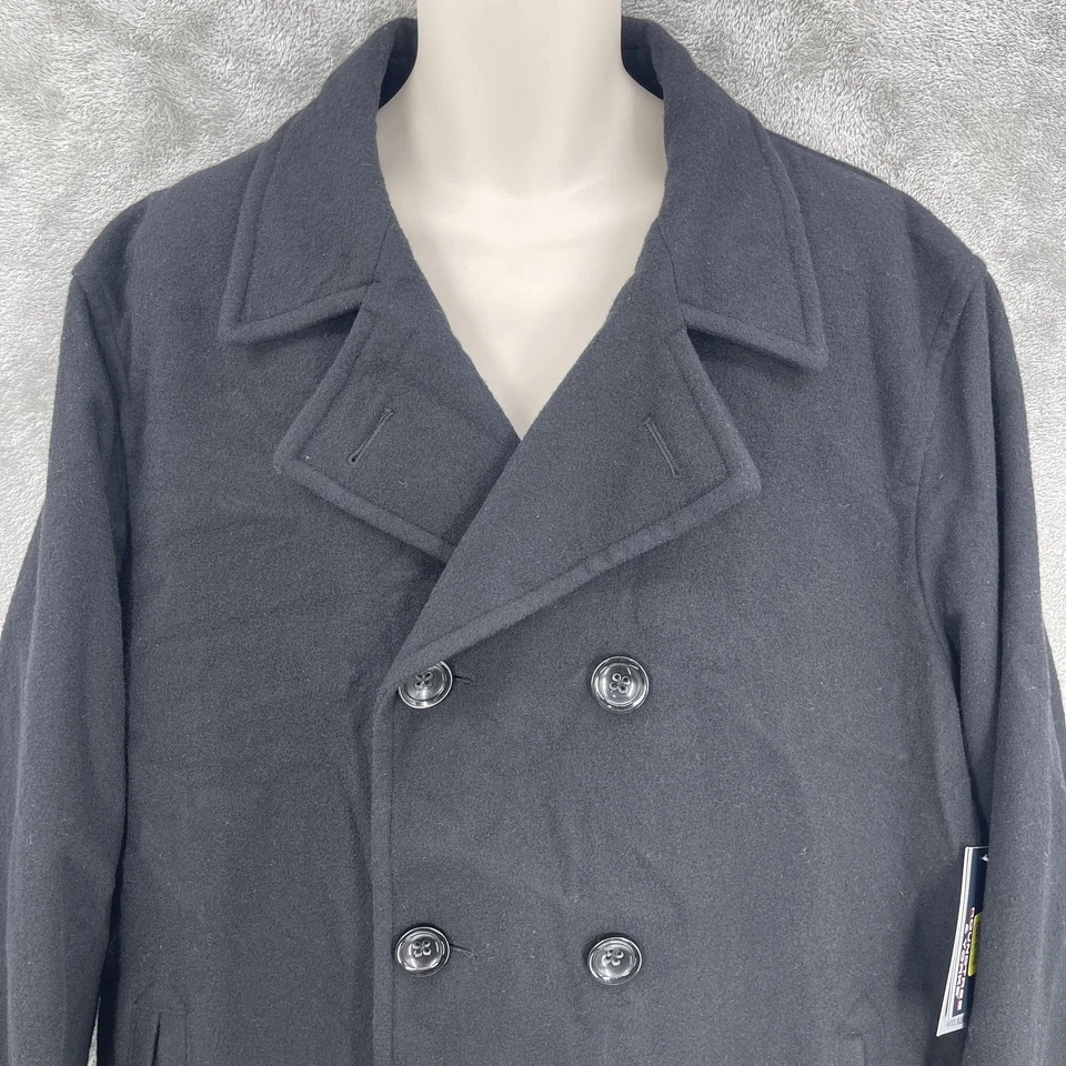 Abrigo Roundtree & Yorke Hombre Talla XL Negro Lana Chaquetón Doble Pecho Chaqueta Nuevo con Etiquetas Foto 4 de 4