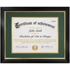 8.5x11 Diploma Frame with Green over Gold Acid-Mat or Display 11x14 Document ...