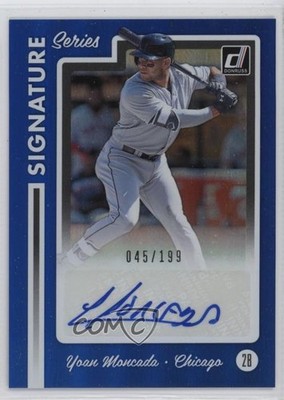 2017 Panini Donruss Signature Series Blue 45/199 Yoan Moncada Rookie Auto RC r9d