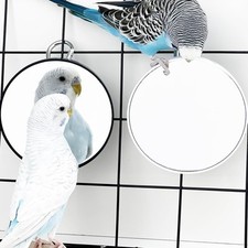 2PCS Bird Mirror Toy for Cage, 10X Bird Parrot Interactive Playing Cage Toy w...