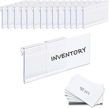 50PCS Basket Bin Labels Clip On, Clear Plastic Labels for Storage Bins, Wire She