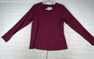 Guideboat Co. Women's Maroon Burgundy Long Sleeve Button Cuff Knit Shirt Size S