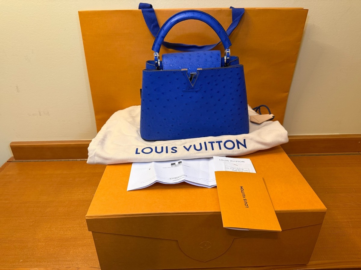 Brand New Limited LOUIS VUITTON Ostrich Capucines BB in Sapphire