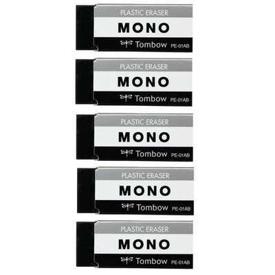 Tombow MONO Eraser, Black, 5-pack, PE01