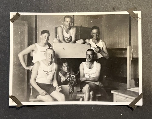 SOLDIERS W SPORT SHIRTS WWII WW2 German Military Photo