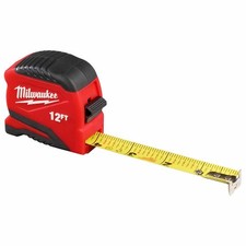 Milwaukee 48-22-1712 12ft Compact Tape Measure 1in Wide Fractional Scale