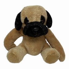 Russ Berrie Brown Pug Dog Plush Stuffed Animal 5" Tall
