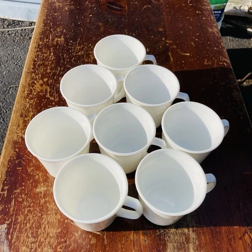 8 Corning USA Vintage Winter Frost White D Handle Coffee Mugs M Wave VGC