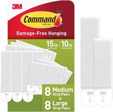 Command 15 lb 10 lb Large and Medium 16 Pairs Picture Hanging Strips 32 Strips