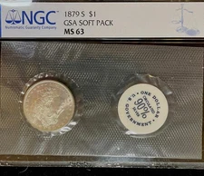 1879-S GSA Softpack! NGC MS63 Morgan Silver Dollar. Complete With OGP