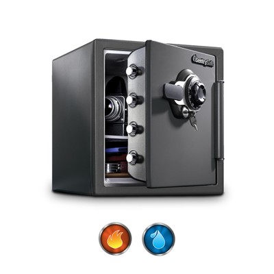Medium Gray Fireproof Safe and Waterproof Safe Box with Dial Combination, Hom...