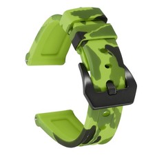 Silicone Watch Bands 20mm Soft Watch Band with Black Buckle, Camo Light Green