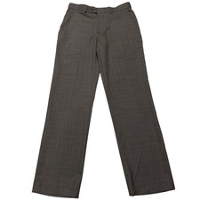 Perry Ellis Dress Pants Mens 32x32 Gray Plaid Flat Front Office Career Slacks
